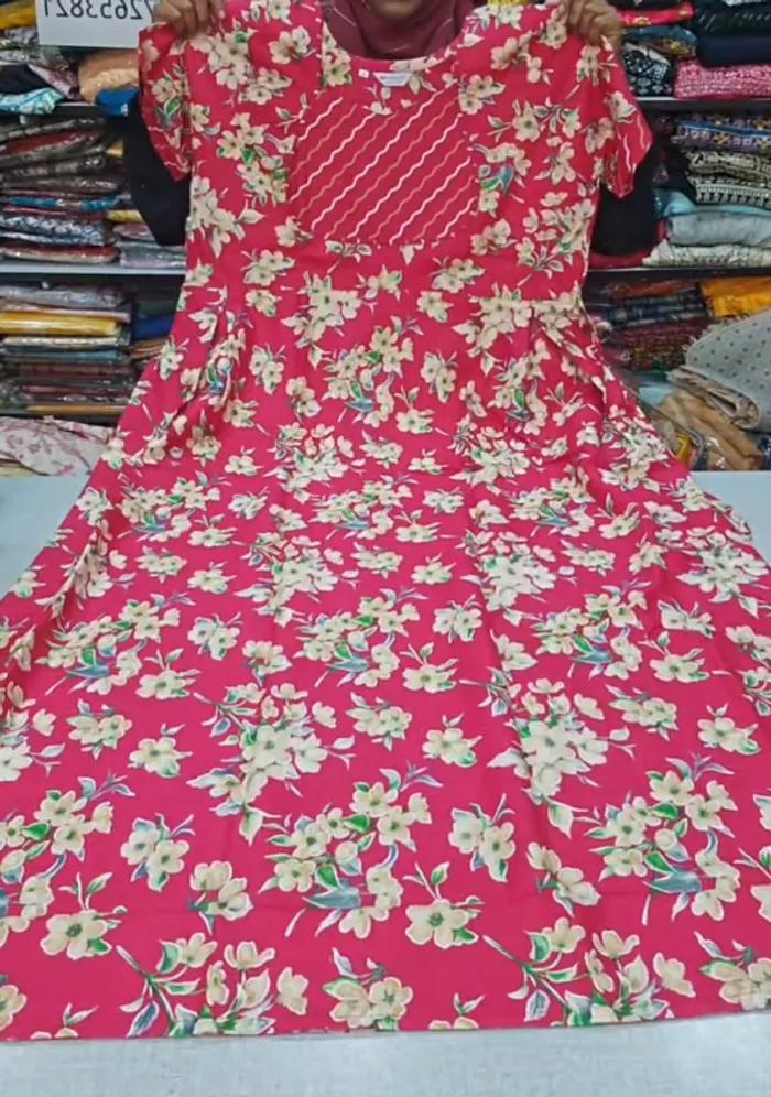 Premium Cotton Frock  Nighty with Adjustable Rope & Side Pocket | NT3370